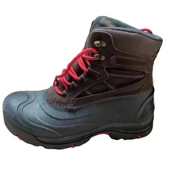 Khombu Mens 10 Leather Thermolite Lace Up Snow Pack Boots Brown Black NEW - Picture 5 of 8